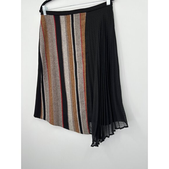 Anthropologie Eva Franco Asymmetrical Striped Tweed Pleated Chiffon Skirt 10 - Picture 2 of 7